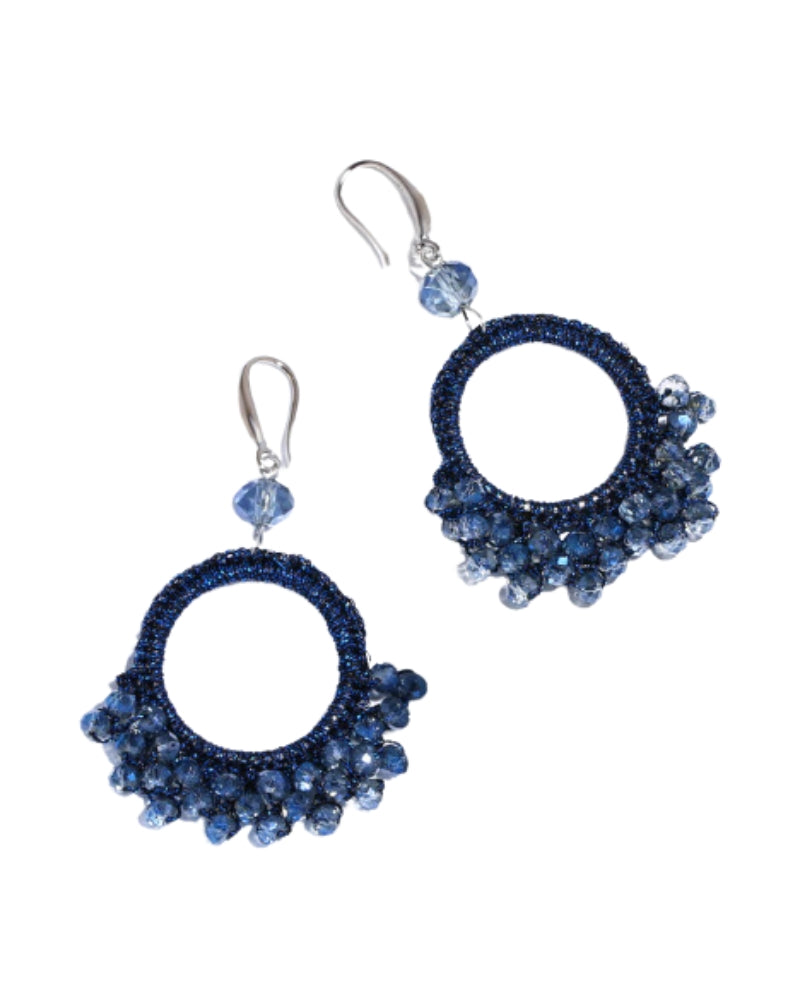 beaded circle earrings in navy by miss seafari