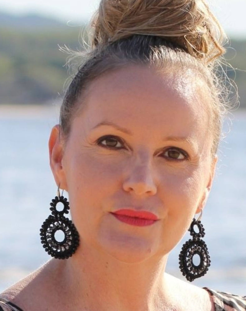 black boho beaded earrings by miss seafari