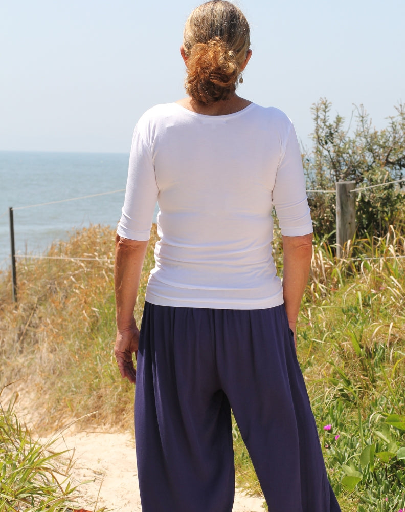 scoop tee in white modal back view