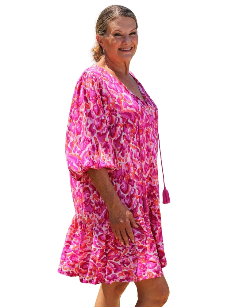 side view of beach boho dress by miss seafari