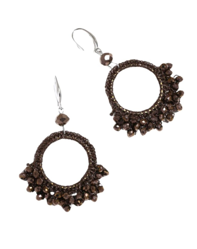 circle bronze beaded earrings by miss seafari