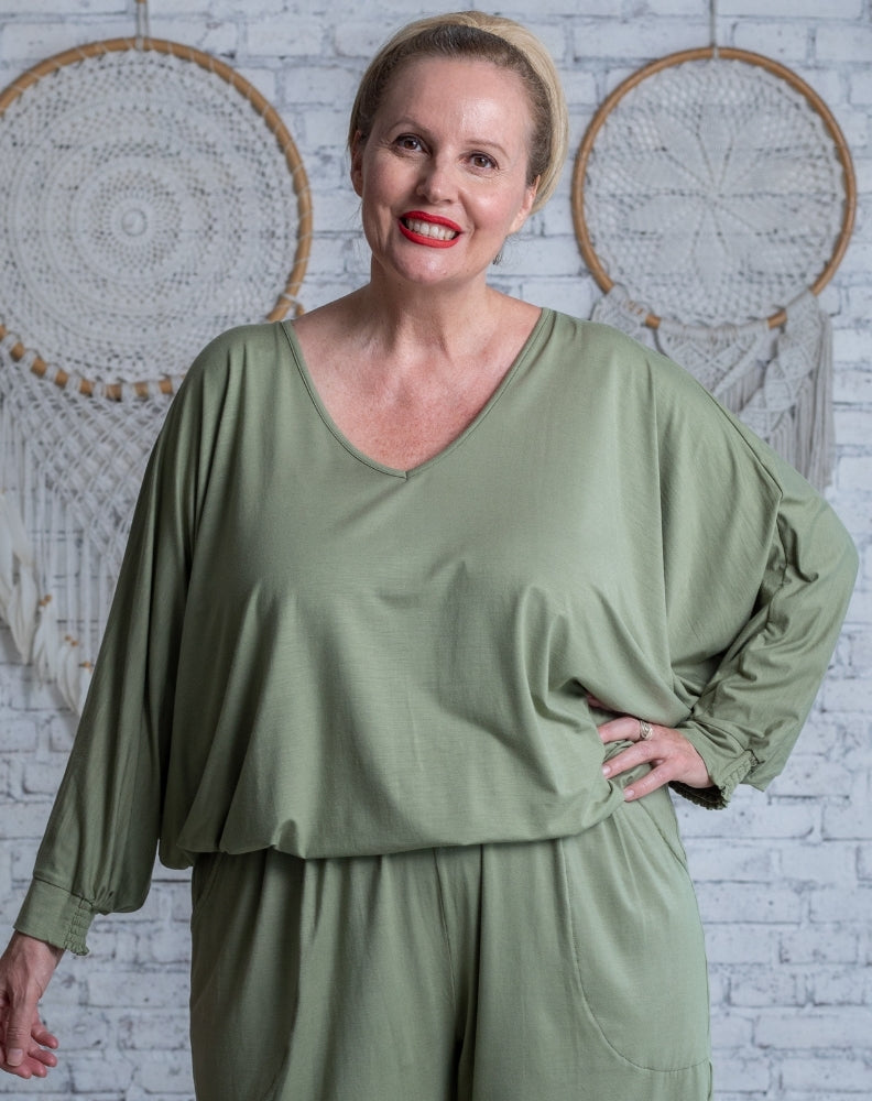 Comfort Top Long Sleeve In Sage