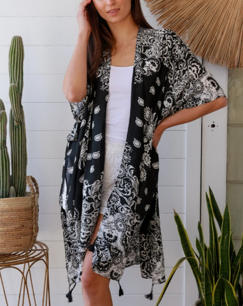 Kimono Jacket in Black and White
