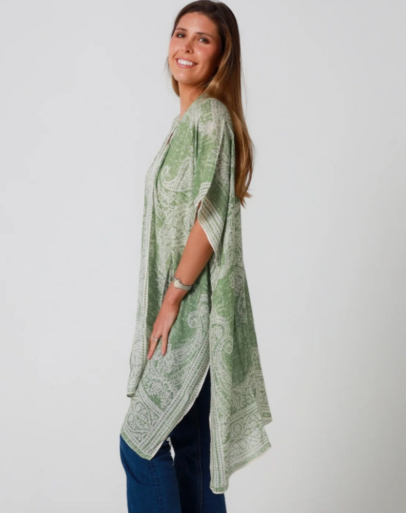 Kimono Jacket In Boho Green