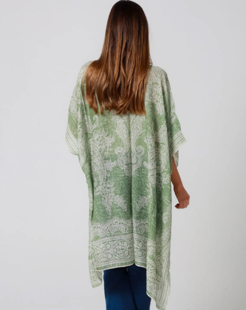 Kimono Jacket In Boho Green