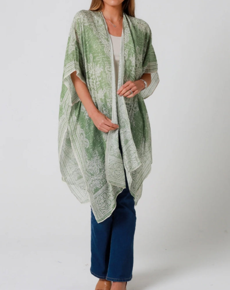 Kimono Jacket In Boho Green