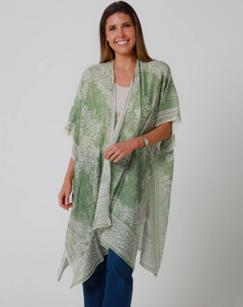 Kimono Jacket In Boho Green