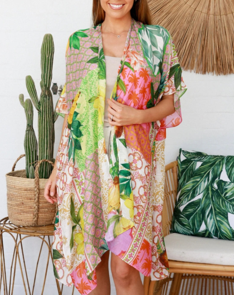 kimono jacket in tropicano print