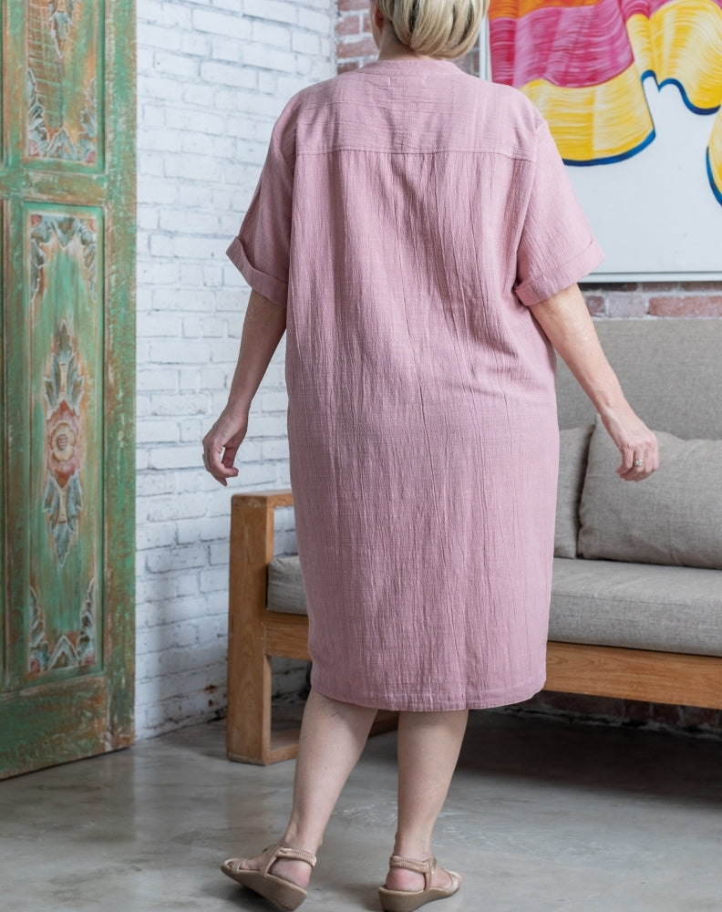 Cotton Resort Shirt Dress In Blush