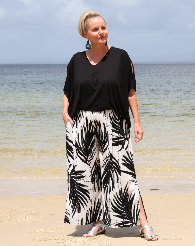 resort pants in black palms by miss seafari
