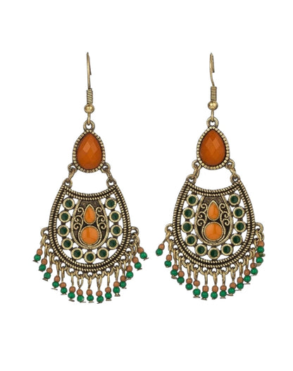 amber and green indian style earrings by miss seafari