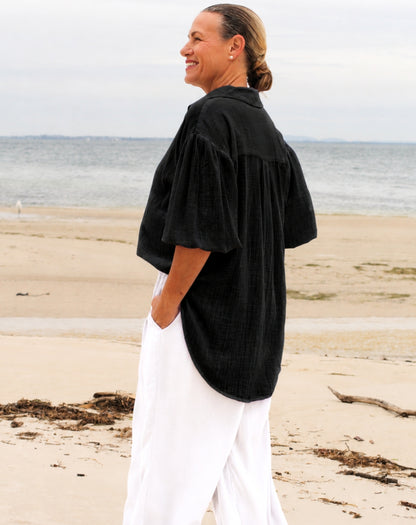 Cotton Comfort Shirt In Black
