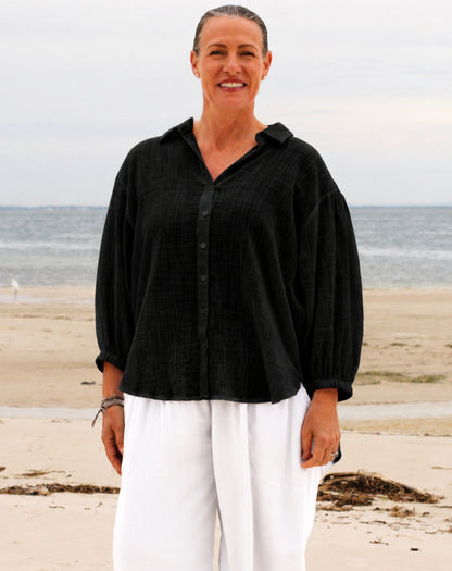 Cotton Comfort Shirt In Black