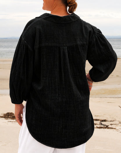 Cotton Comfort Shirt In Black