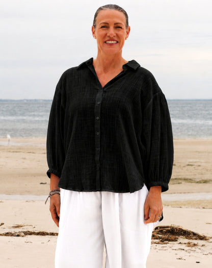 Cotton Comfort Shirt In Black