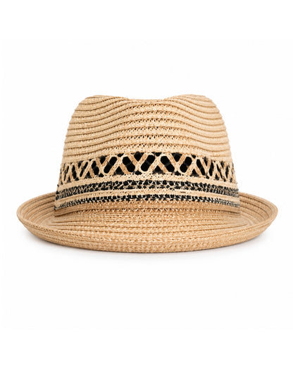 bali resort hat close up of short brim and detailing