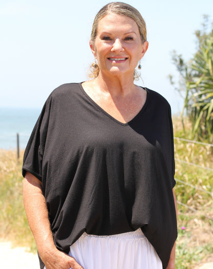 Comfort Top In Black Modal