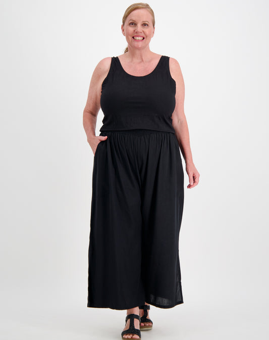 Resort Pant Side Splits in Black