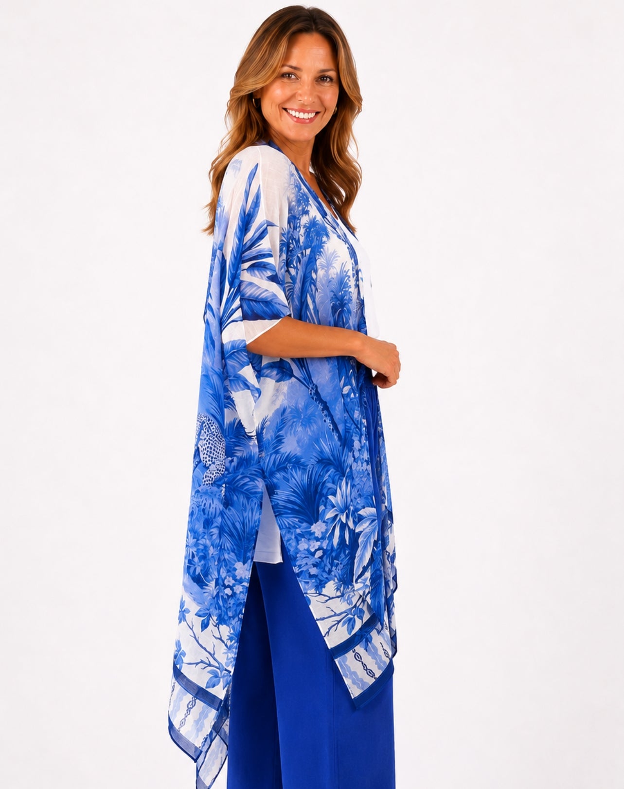 Kimono Jacket in Blue Cheetah