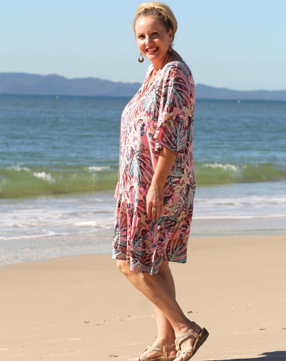 boho flutter dress by miss seafari worn at beach for holiday wear