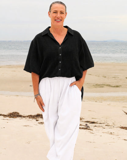 Cotton Comfort Shirt In Black