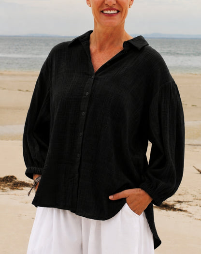 Cotton Comfort Shirt In Black
