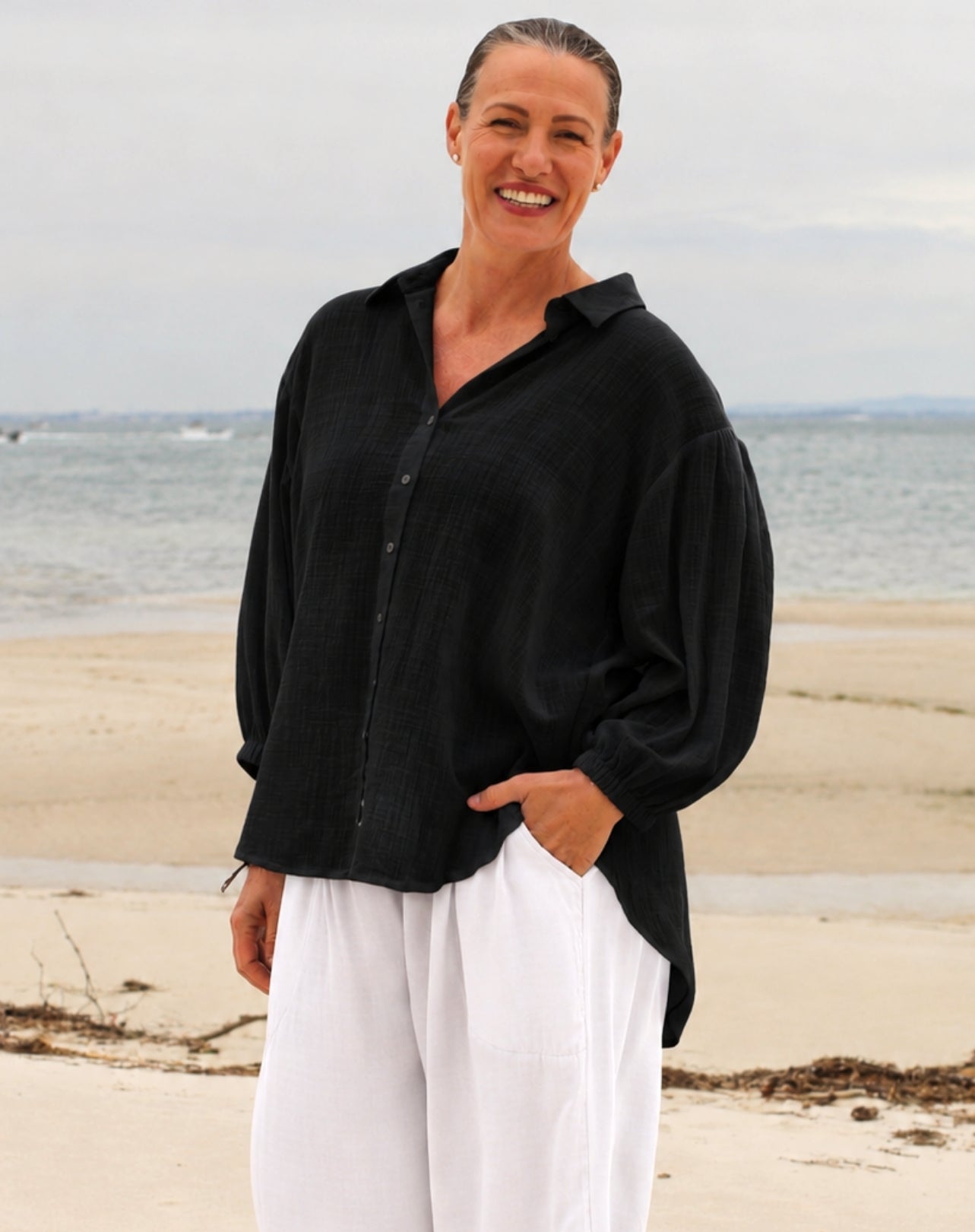 Cotton Comfort Shirt In Black