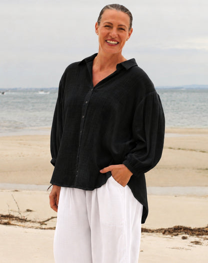 Cotton Comfort Shirt In Black