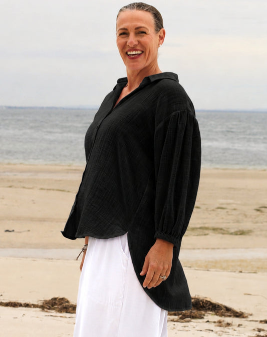 Cotton Comfort Shirt In Black