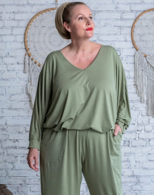Comfort Top Long Sleeve In Sage