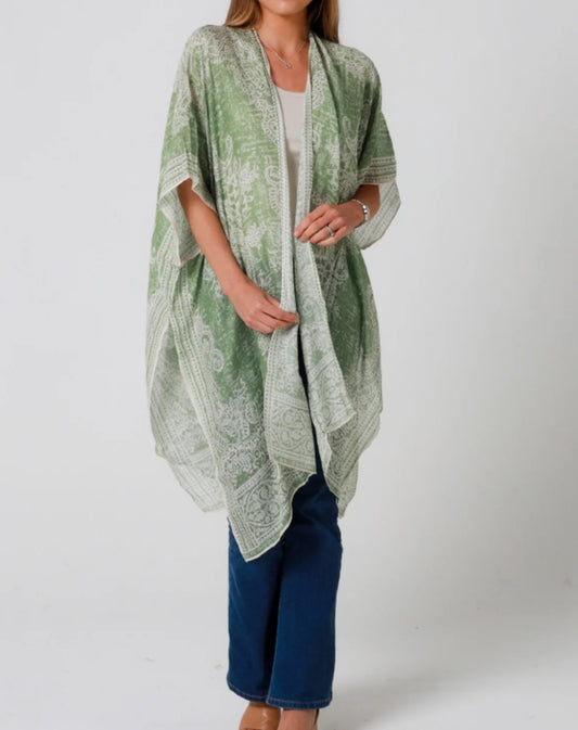 Kimono Jacket In Boho Green