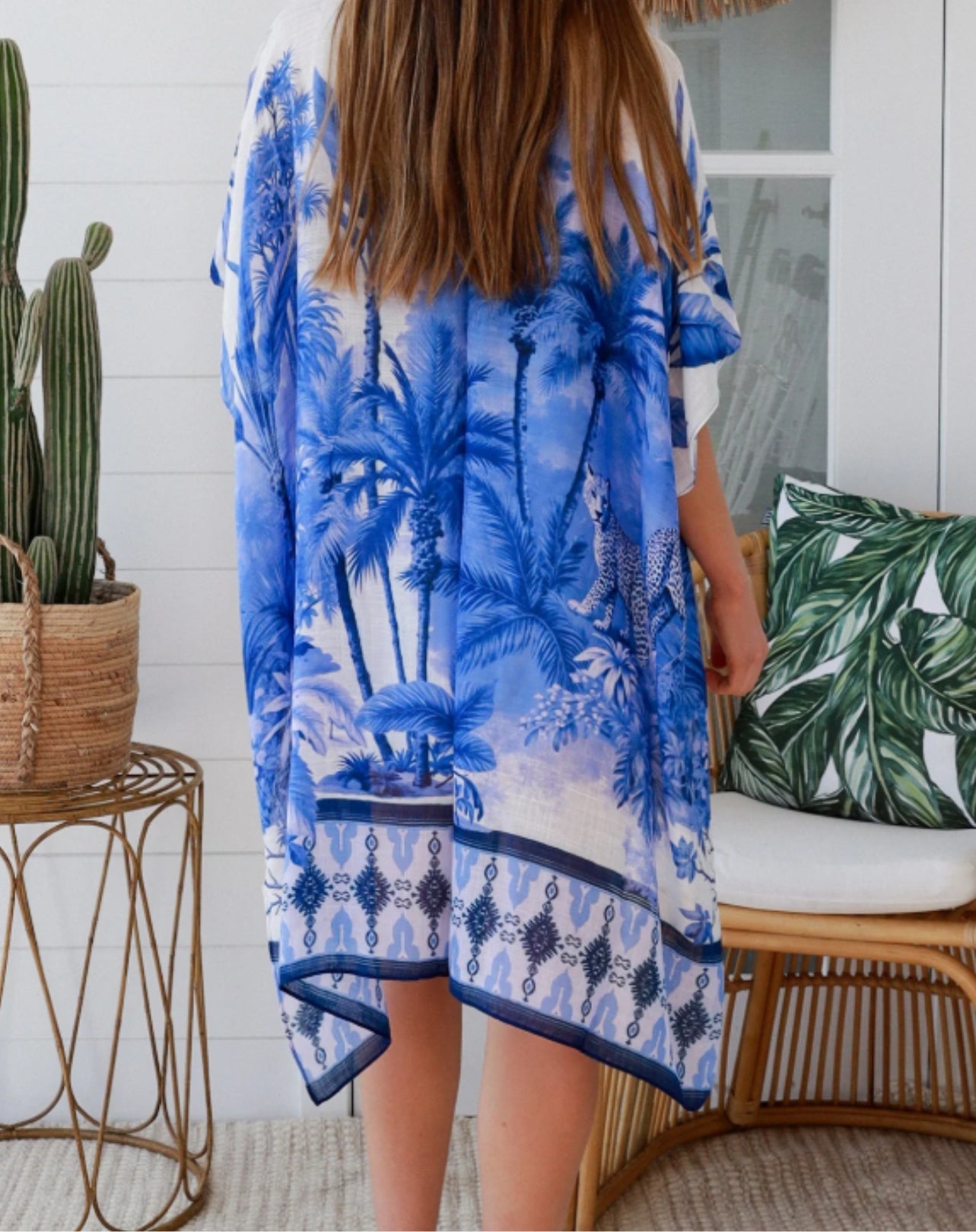 Kimono Jacket in Blue Cheetah