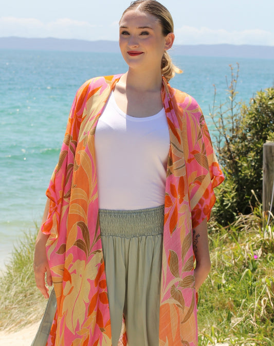 Kimono Jacket In Sunset Floral