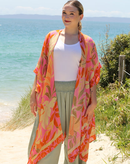 Kimono Jacket In Sunset Floral