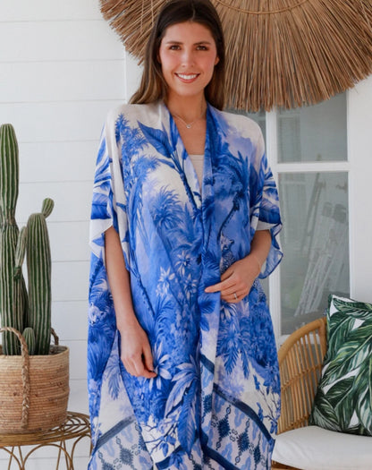 Kimono Jacket in Blue Cheetah