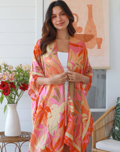 Kimono Jacket In Sunset Floral