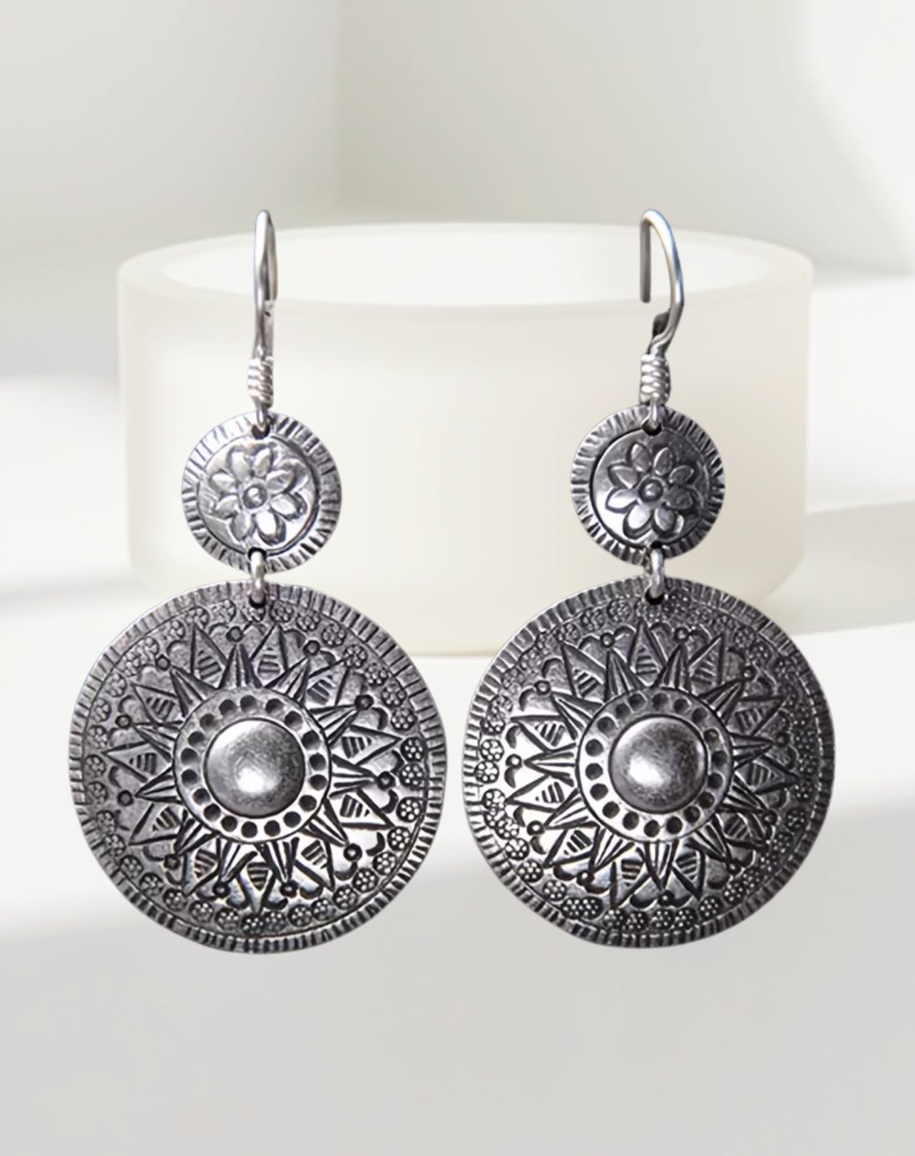 Medallion Silver Earrings