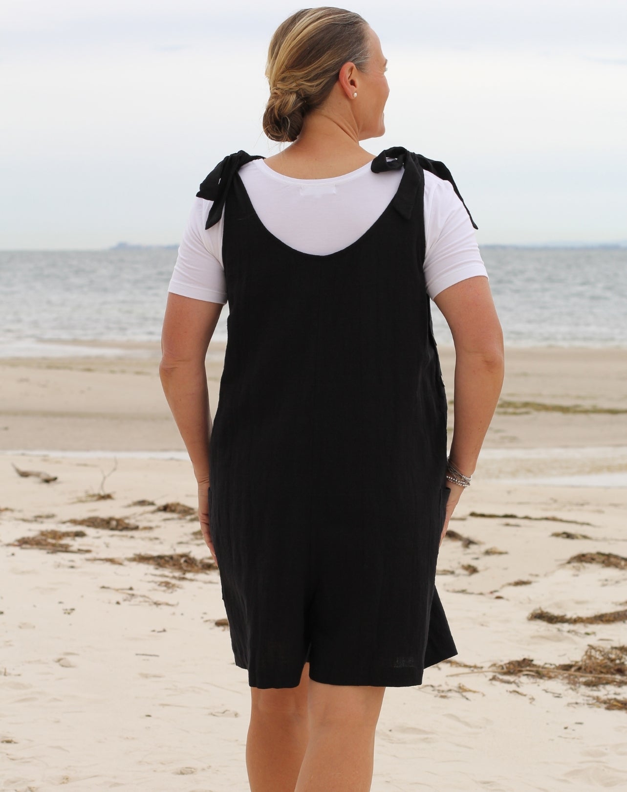 Tie Strap Playsuit In Black