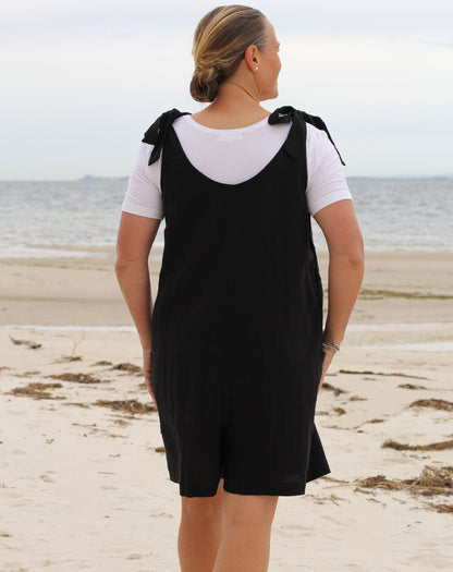 Tie Strap Playsuit In Black
