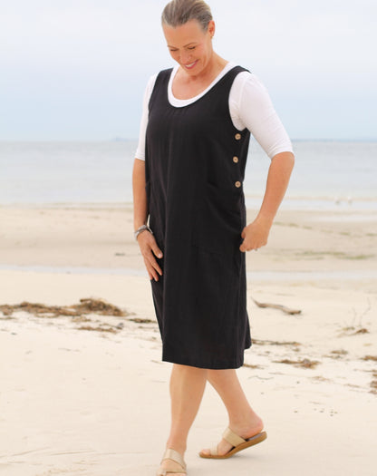 Pocket Smock Dress in Black