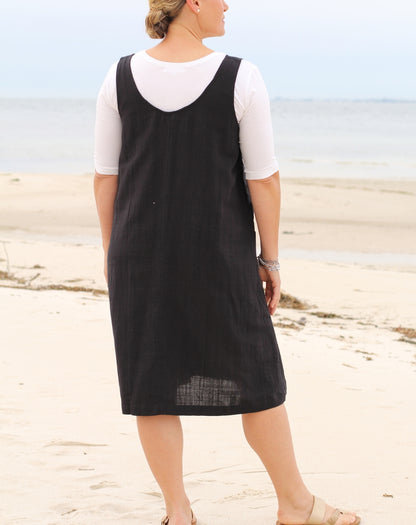 Pocket Smock Dress in Black