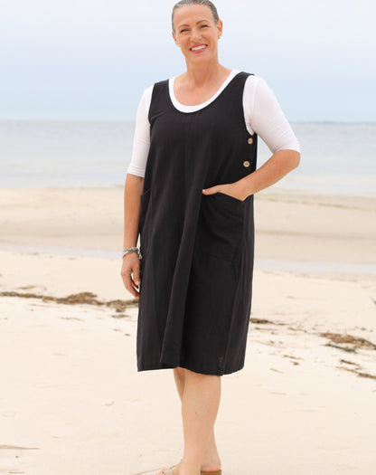 Pocket Smock Dress in Black