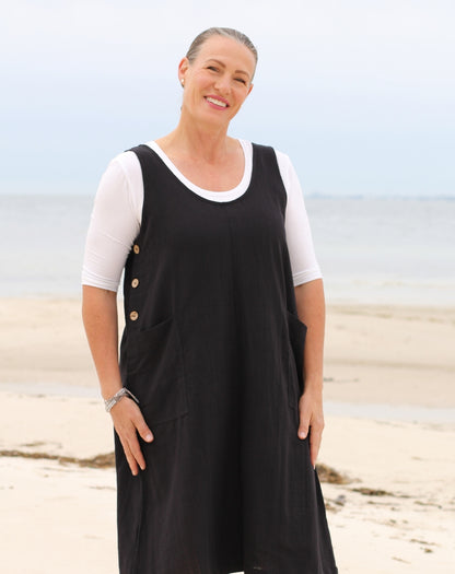 Pocket Smock Dress in Black