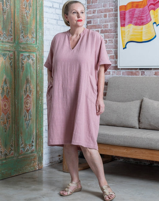 Cotton Resort Shirt Dress In Blush