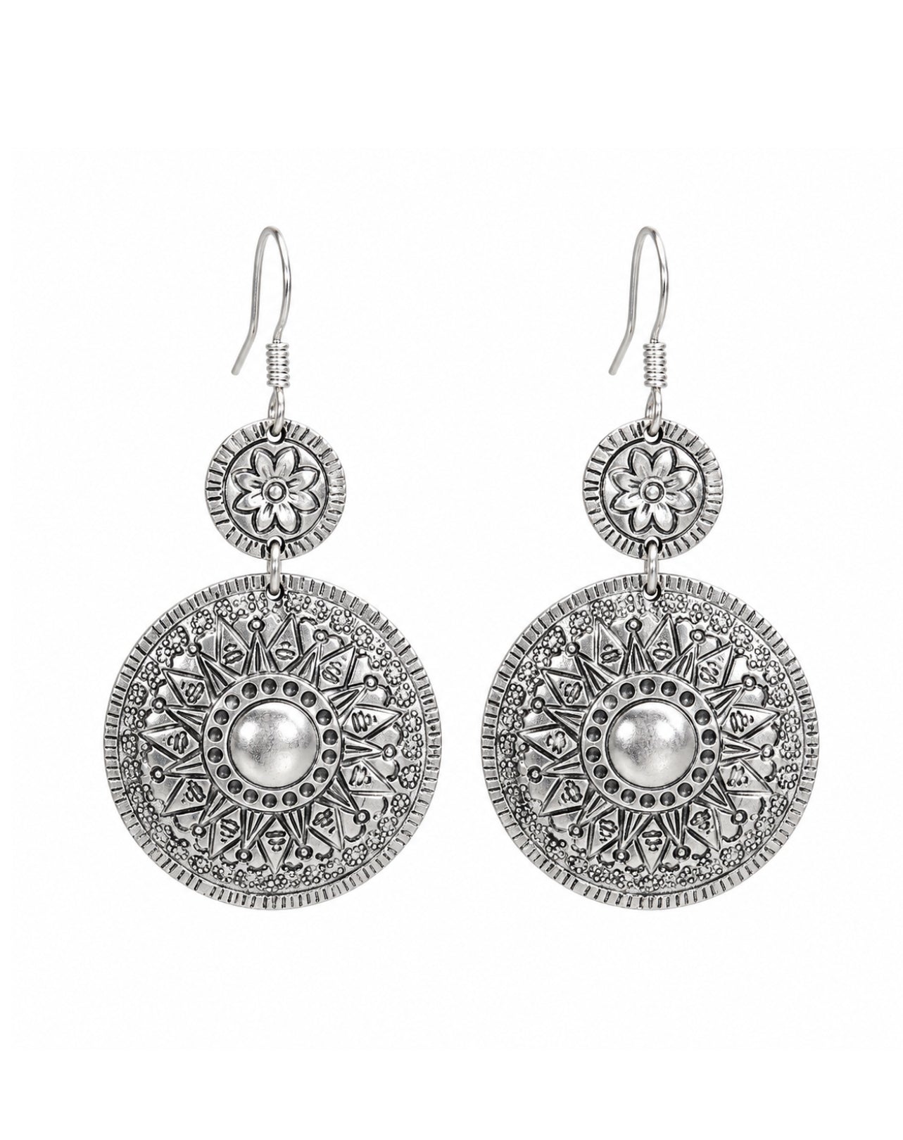 silver ethnic dangle earrings by miss seafari in studio