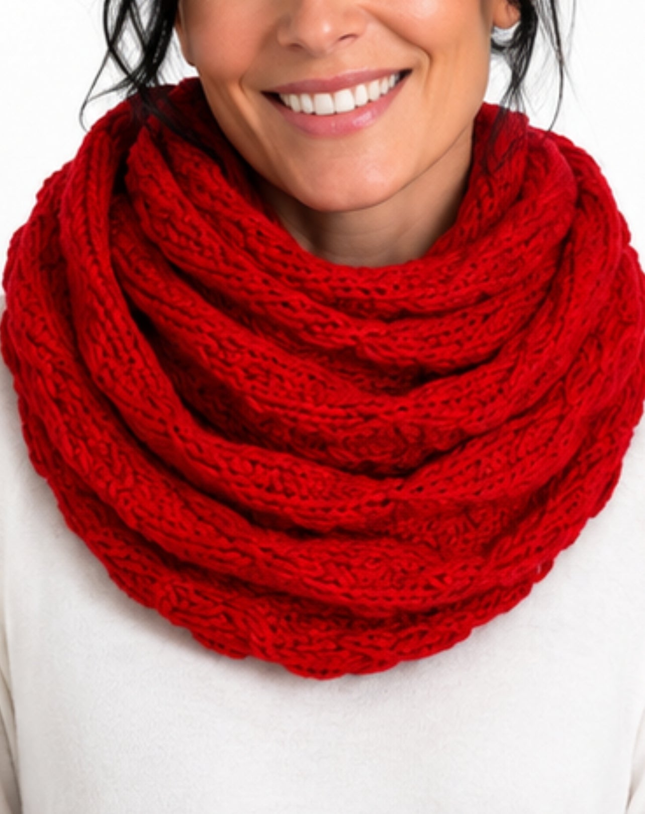 Hooded Snood Scarf In Red