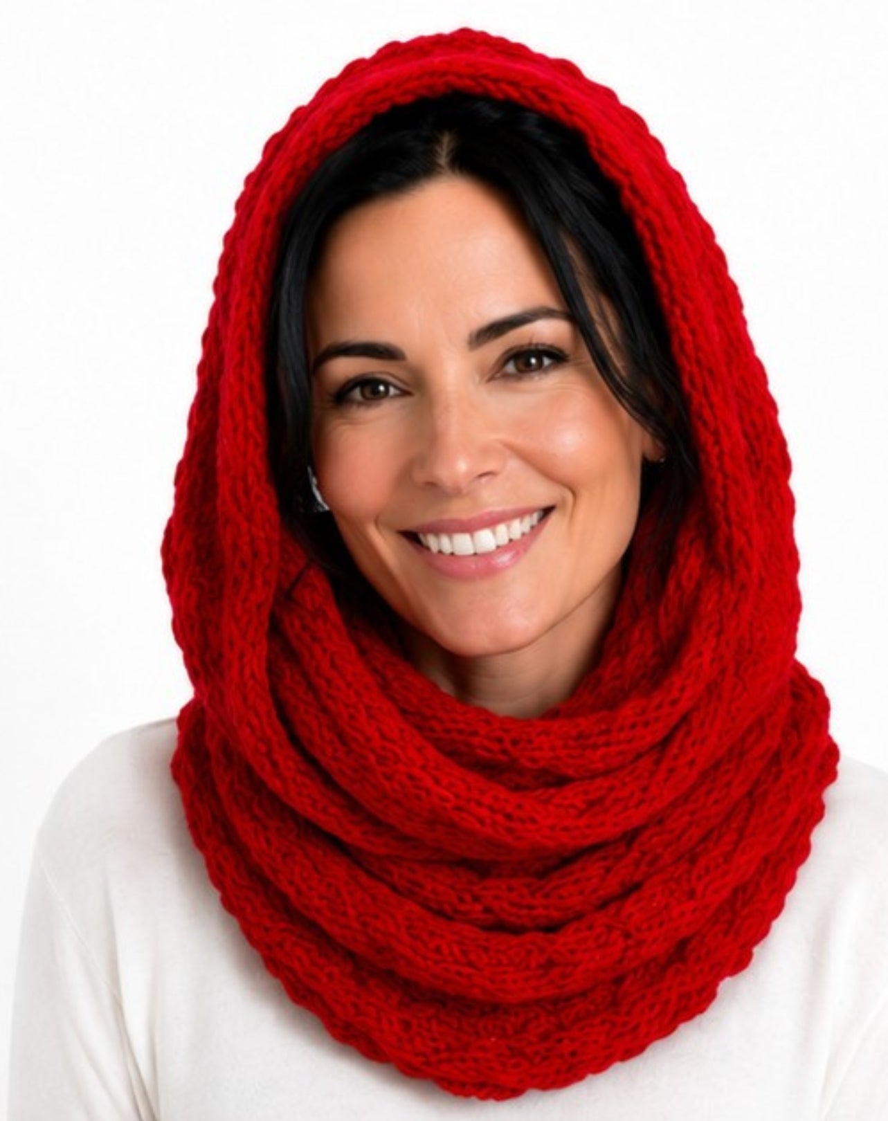 Hooded Snood Scarf In Red