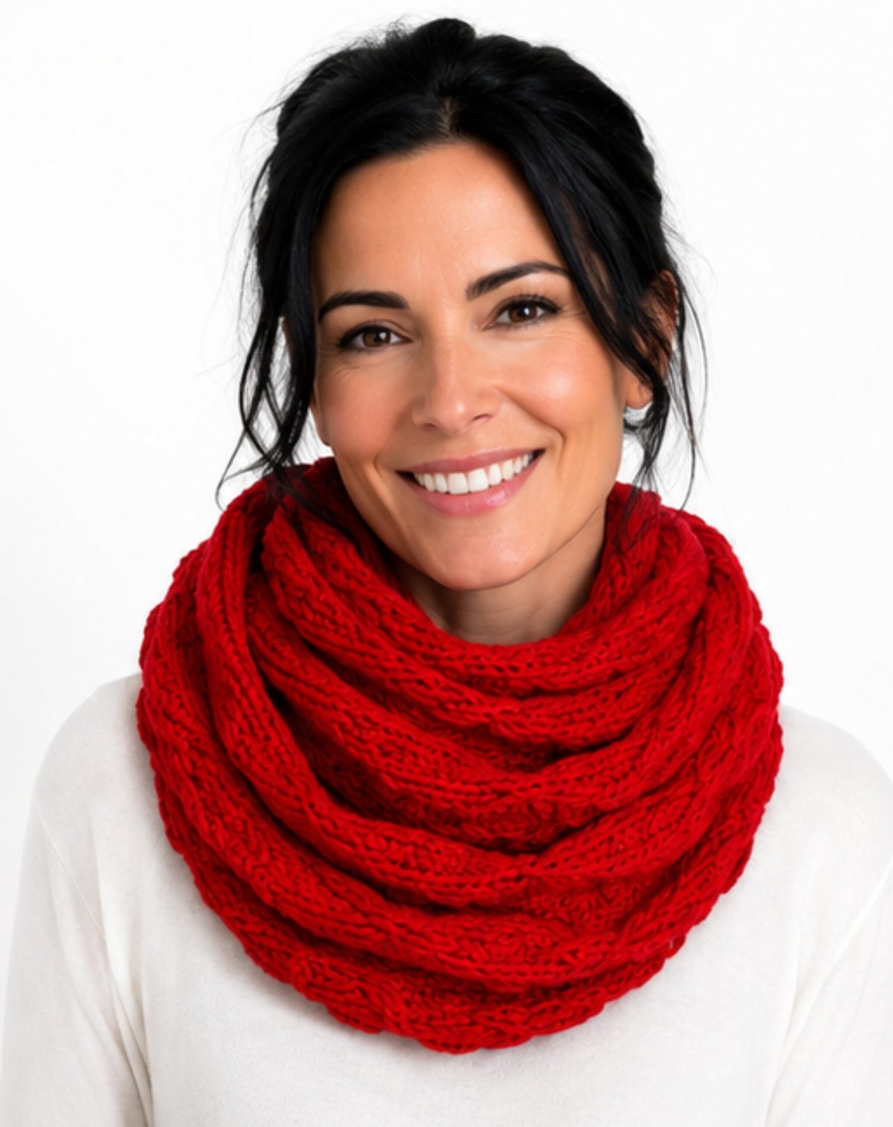 Hooded Snood Scarf In Red