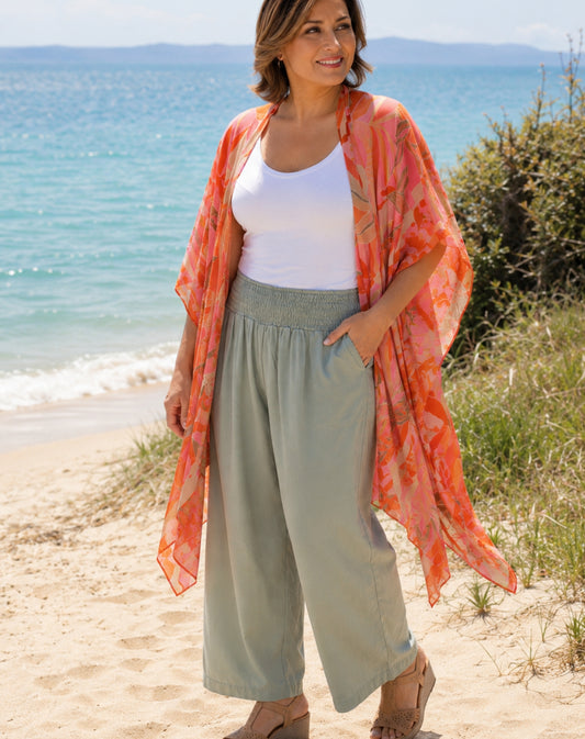 Kimono Jacket In Sunset Floral