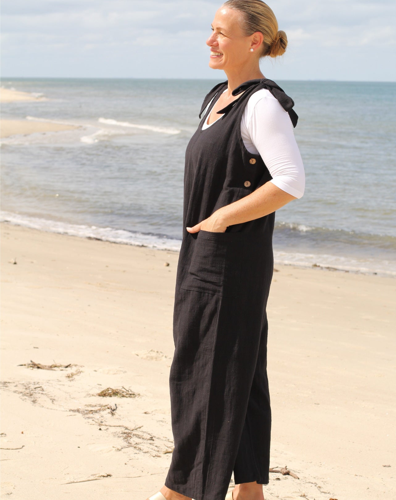 Tie Strap Jumpsuit in Black